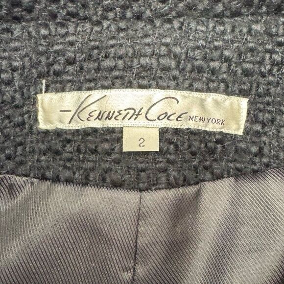 Kenneth Cole Black Boucle Tweed Coat Size 2 - Picture 5 of 7